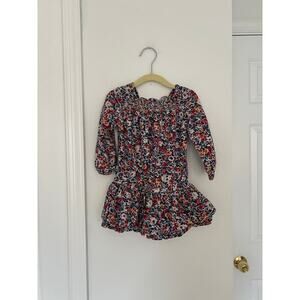 Ralph Lauren Baby Girl Preppy Floral Drop Waist Dress with Ruffled Skirt